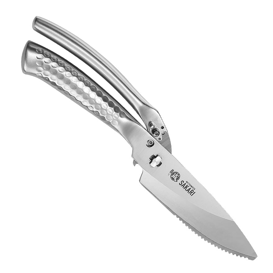 MITSUMOTO SAKARI Kitchen Scissorss, 4.7 inch Japanese Silver Titanium Plating Kitchen Shears Heavy Duty