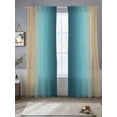 thumbnail image 2 of Turquoise Yellow Ombre Sheer Curtains 96 Inch Length 2 Panels Set Window Treatments, Farmhouse Modern Gradient Art Rod Pocket Semi Curtains for Living Room/Bedroom/Kitchen Décor, 104"W x 96"L, 2 of 7