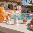 thumbnail image 4 of Summerween Whimsical Ghost Ornament, With Striped Party Hat And Sunglasses, Lighthearted Decor for Tiered Trays, Shelves and Patio Spaces, 4 of 5
