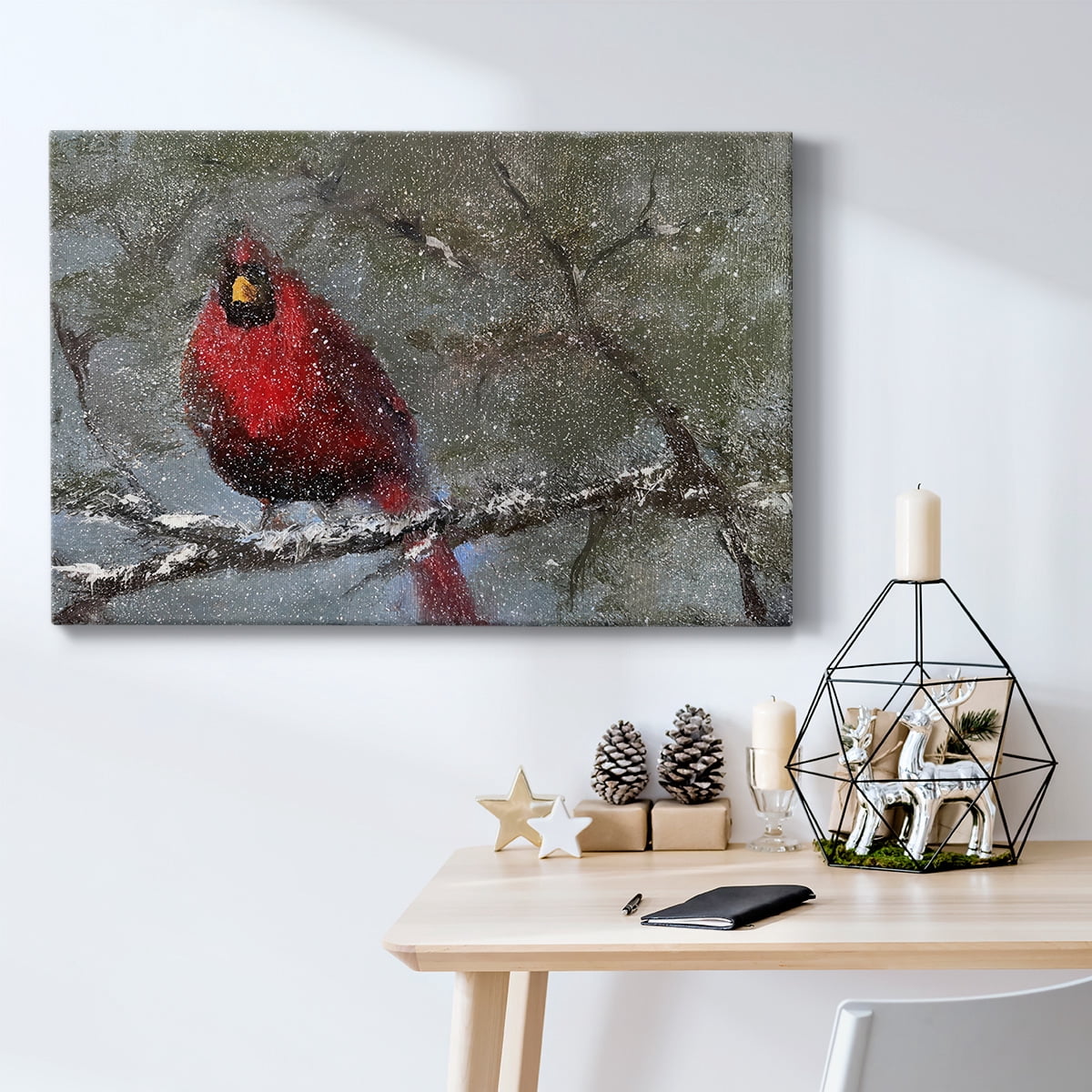 Cardinal in Snow I- Gallery Wrapped Canvas