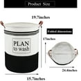 thumbnail image 2 of Round Waterproof Canvas Laundry Hamper Basket, 19.7" Large Folding Laundry Clothes Hamper with Handles, Dirty Clothes Basket for Kids Room, Toy Organizer, Home Decor, Baby Hamper (Black Words), 2 of 7
