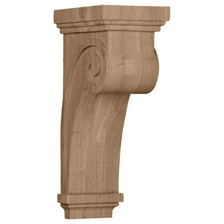 Ekena Millwork 5 1/2"W x 8 1/4"D x 16"H Scroll Corbel, Alder