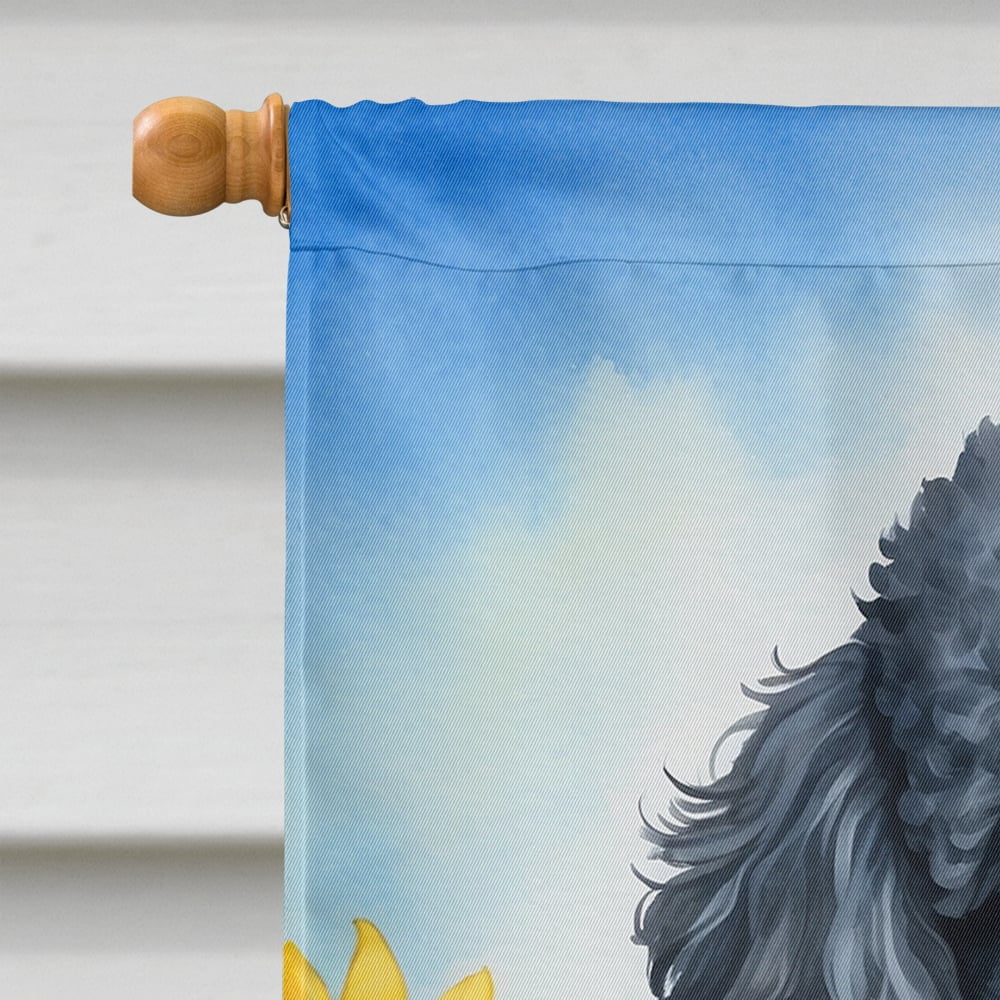 Black Poodle in Sunflowers House Flag 28 in x 40 in