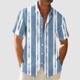 thumbnail image 2 of Wyzesi Button Up Black Shirt Men Men Short Sleeve Fashion Striped Printed Shirt Multicolor Striped Non Positioned Printed Men Shirt Compression Shirt Men Slimming Stomach, 2 of 5