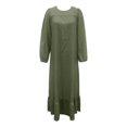 thumbnail image 5 of DuoJiaJ Womens Casual Dress, Crew Neck Ruffled Long Sleeve Dresses Green S-5XL, 5 of 6