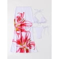 thumbnail image 4 of Qingpeng Womens 3 Piece Swimsuit Set Floral Sheer Mesh Tummy Control Beachwear Adjustable Strap Bathing Suit, 4 of 7