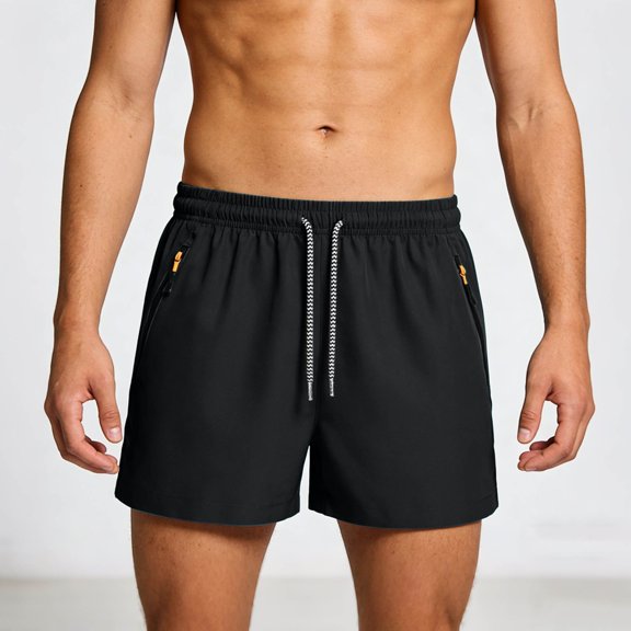 Aueoeo Bermuda Shorts Bandana Shorts Men's Solid Color Casual Sports Elastic Waist Zipper Pocket Shorts Running Shorts Men