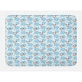 thumbnail image 1 of Animals Bath Mat, Head of Panda Bear with Pale Purple Rose and Leaf Motifs Natural Art Print, Plush Bathroom Decor Mat with Non Slip Backing, 29.5" X 17.5", Sky Blue and White, by Ambesonne, 1 of 2