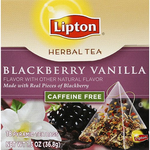 ***Discontinued by Kehe 07_20***Lipton Caffeine Free Blackberry Vanilla Herbal Tea Bags, 18 count, (Pack of 6)