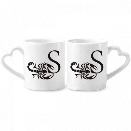 

Scorpion Natural Insect Letter Couple Porcelain Mug Set Cerac Lover Cup Heart Handle