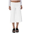 thumbnail image 2 of Fold Over Wide Leg Capri Pants for Women -Fashion Cozy Low Rise Cropped Gaucho Pants Casual Lounge Pajamas Pants Bottoms 08-White XL, 2 of 5