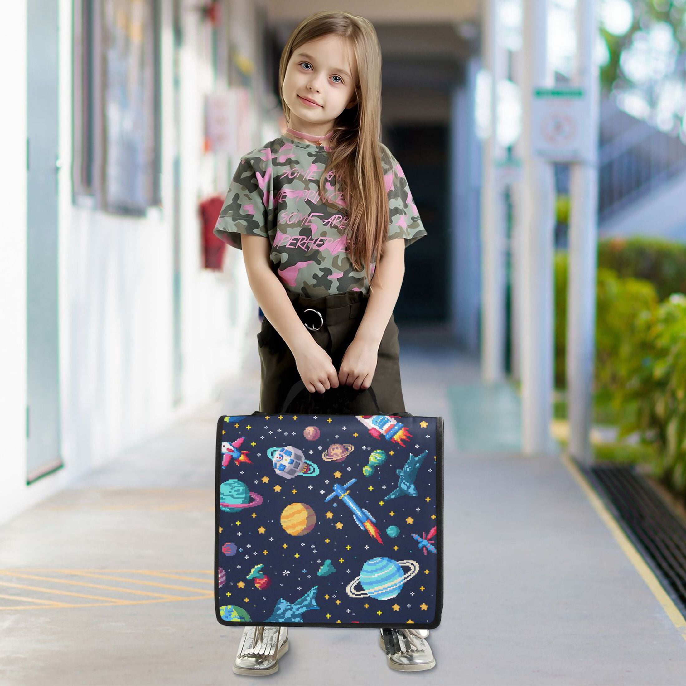 ALAZA Zipper Binder Space Stars Planet 3 Ring Trapper Keeper File Folder Organizer Bag