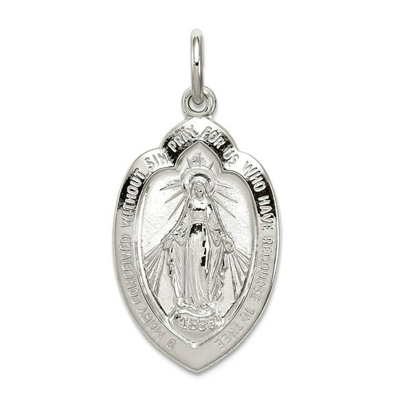 925 Sterling Silver Solid Polished Not engraveable Immaculate Conception Medal Pendant Necklace 30x15mm Wide Pendant for