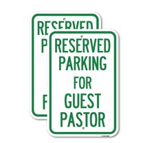(2 Pack) Reserved Parking for Guest Pastor | 18" X 24" Heavy-Gauge Aluminum Sign | Rust Free Aluminum, Weather Resistant, Waterproof, Fade Resistant, 2 Pre-drilled Holes