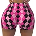 thumbnail image 2 of Fotbe pink and black argyle Shorts Sin Costuras – Shorts Deportivos de Cintura Alta para Mujer, Elásticos para Gimnasio, Yoga, Running o Ciclismo-Medium, 2 of 8