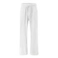 thumbnail image 4 of BLVB Womens Cotton Linen Wide Leg Pants Summer Casual Loose Palazzo Trousers Elastic Drawstring Waist Beach Pants, 4 of 5
