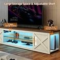 thumbnail image 5 of HOMRELEXA Farmhouse TV Stand for TVs Up to 65", Home Entertainment Center with LED Light, Open Storage Cabinet & Adjustable Shelves, White, 5 of 9