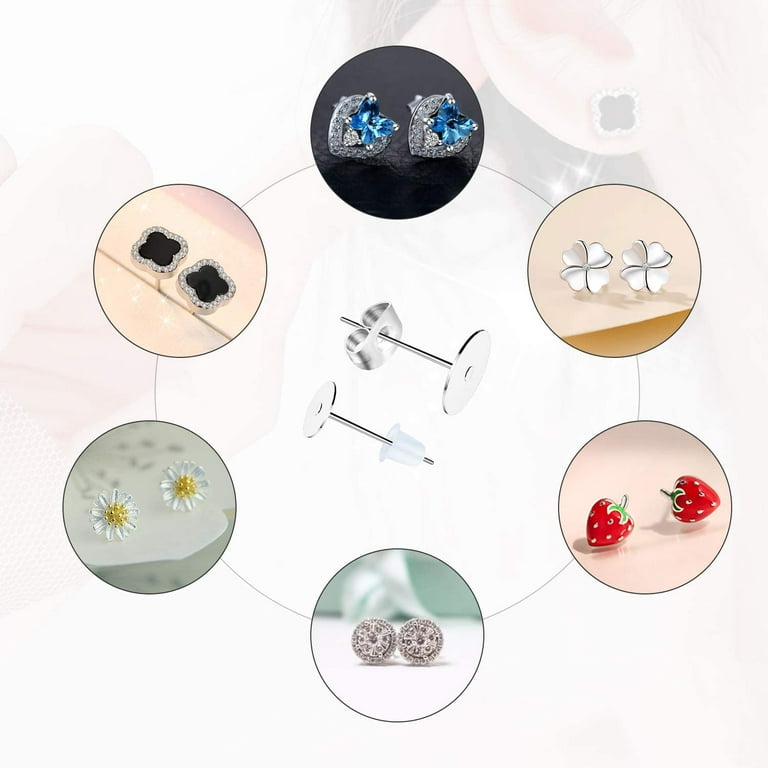 20pcs/lot Stainless Steel Stud Earring Connectors Post 5x8mm Hypoallergenic Earrings  Backs Stopper Making For Jewelry