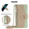 thumbnail image 2 of Dteck Zipper Wallet Case for iPhone 16 Pro Max,Magnetic Leather Card Slots Case with Hidden Mirror Shockproof Kickstand Flip Cover with Crossbody Shoulder Strap,Green, 2 of 8