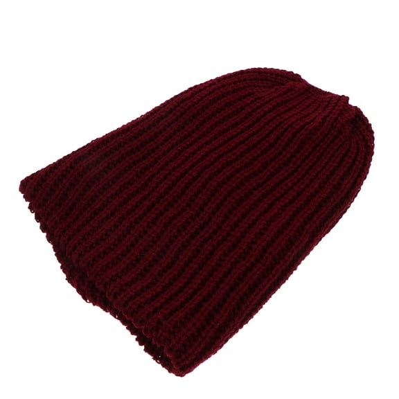 OFFIGAM Dark Red Woolen Outdoor Hat, Soft Knitted Winter Cap, Warm and Easy to Clean, Stylish Cold Weather Headwear