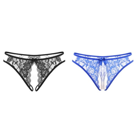 (2-Pack) 2025 New Womeny Lace Open Women sy Underwear Cotton Filey Panties Low Sheer Mesh Panties Waist Beautiful Transparent Women S Underwear Briefs Cotton T Pants Thong Panties