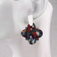 thumbnail image 2 of Tortoise Shell Quatrefoil Floral Statement Earrings with Bras Bar for Women, 2 of 2