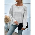 thumbnail image 4 of Women'S Soft Long Sleeve Blouses Crewneck Pullover Tops Casual Batwing Knitted Oversized Outfits 2025 Light Gray XL, 4 of 7