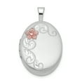 thumbnail image 1 of 925 Sterling Silver Flower 19mm Oval Locket Pendant Charm, 1 of 7
