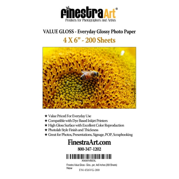 4" X 6" Value Gloss - Glossy Everyday Photo Paper - 200 Sheets