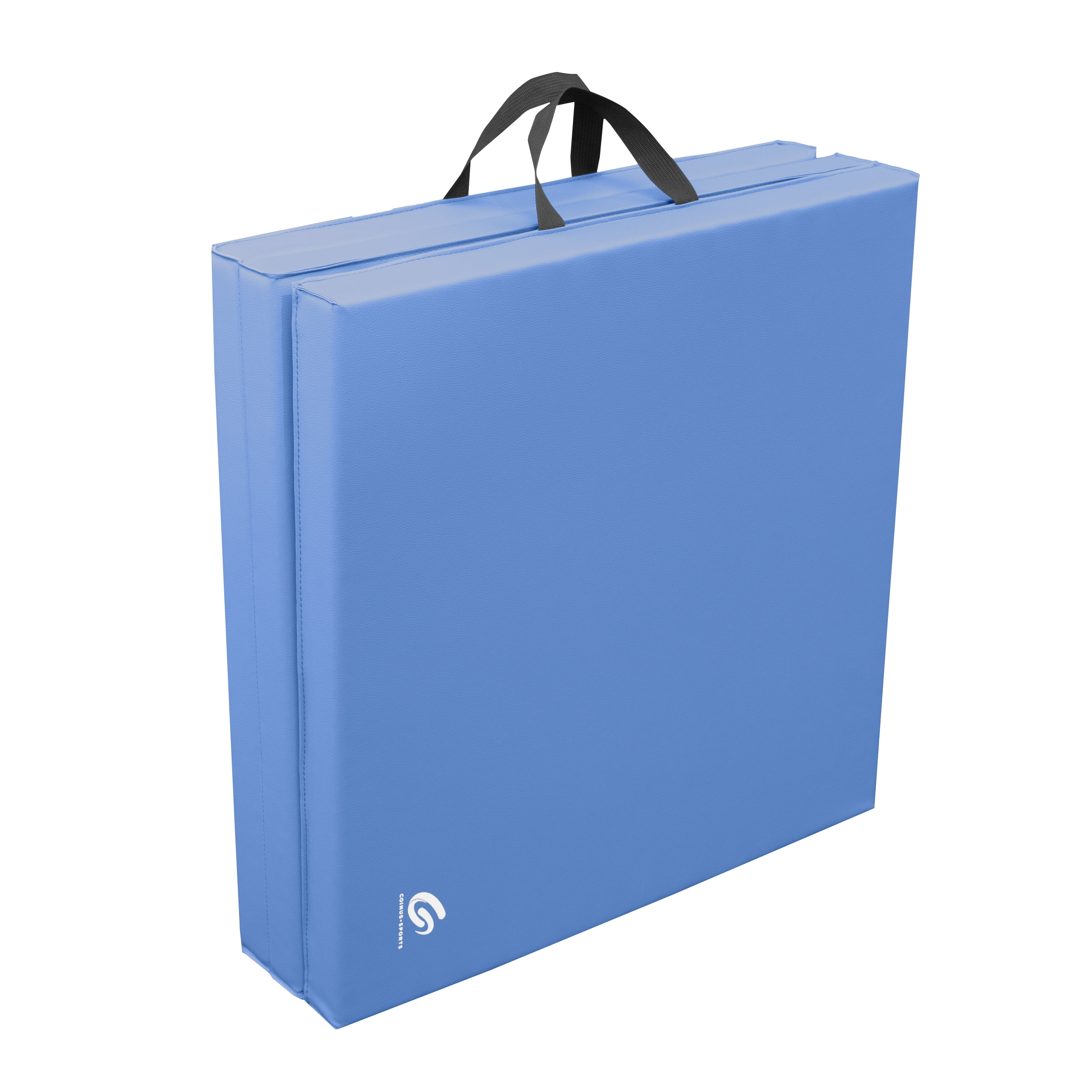 Coinus Sports Tri-Fold Gymnastics Exercise Mat with Handles, 6' x 2' x 2", Blue