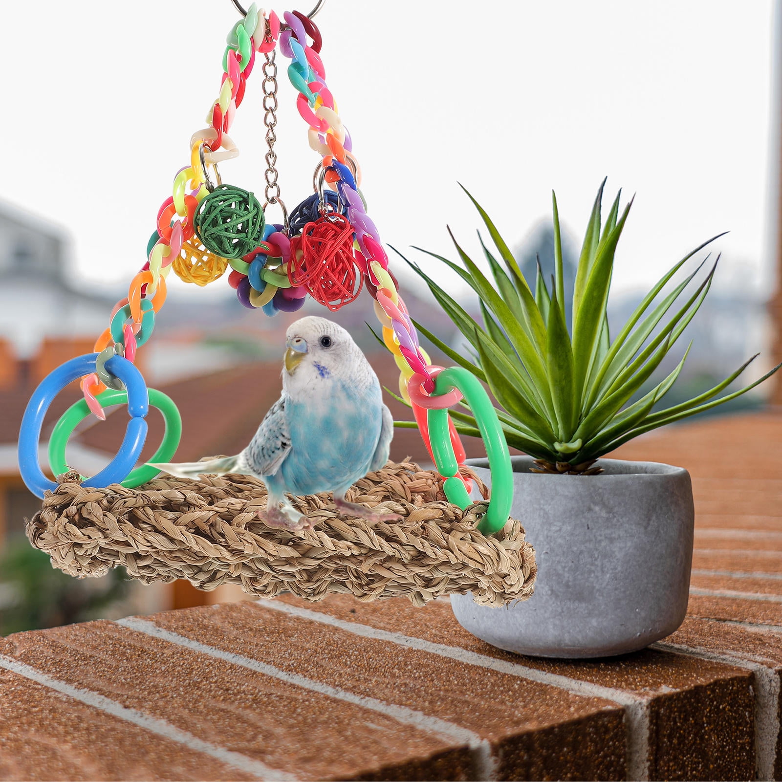 LABRIMP Parrot Hanging Swing Toy Multi-Colored Wood 1Set