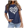 thumbnail image 1 of TSADFHJI Hauts pour Femmes Élégants Rouges Imprimé d'Été Confortable et à la Mode Haut en Coton Coloré T-Shirt à Manches Courtes G Marine, 1 of 4