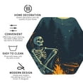 thumbnail image 3 of Fuzoiu Moonlit Skeleton Campfire Print Leather Coasters Set,Drink Coasters Set of 4,for Tabletop Protection, Durable PVC Coasters,Home Décor and Housewarming Gift-Hexagon, 3 of 6