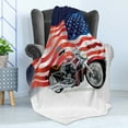 thumbnail image 4 of Manly Soft Flannel Fleece Blanket, Motorbike and US Flag Sports Automobile Shows Motorcyclist Powerful Vehicles Passion, Cozy Plush for Indoor and Outdoor Use, 50" x 60", Multicolor, by Ambesonne, 4 of 5