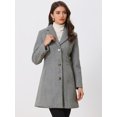 thumbnail image 3 of Abrigos largos de invierno con solapa con muesca y un solo pecho para mujer Gris Claro S, 3 of 6