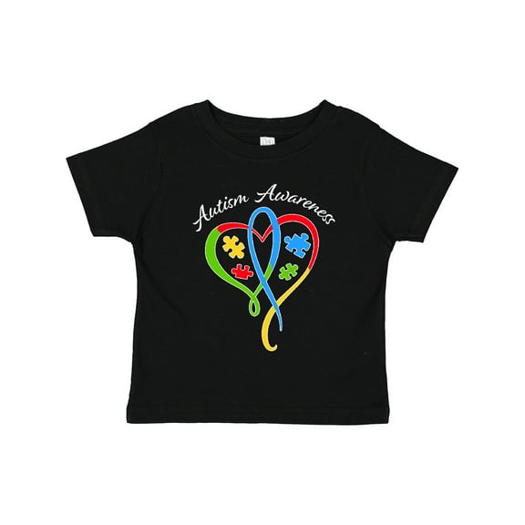 Inktastic Autism Awareness Heart Ribbon and Puzzle Pieces Boys or Girls Toddler T-Shirt