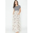 thumbnail image 3 of Eloges Women's Stripe Short Sleeve Contrast Floral Maxi Dress with Pockets, 3 of 6