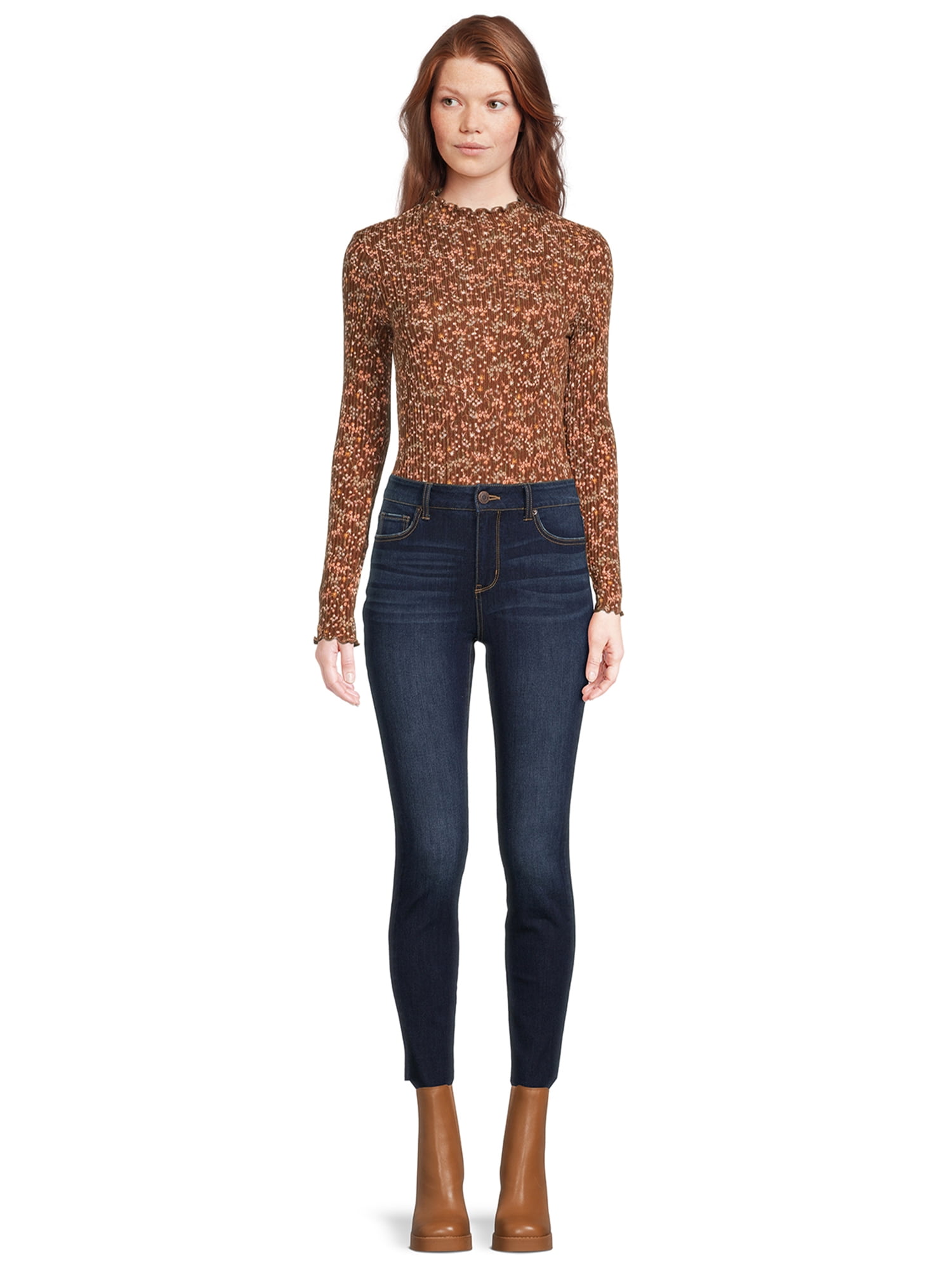 Self Esteem Juniors Mock Neck Ribbed Top