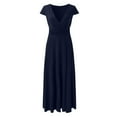 thumbnail image 5 of Vestido largo plisado con escote en V profundo para mujer: vestido de fiesta de noche con abertura y cintura alta, diseño estampado de poliéster, 5 of 5