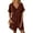Dark Brown, variant on Women's Solid Color Casual Chic V-Neck Romper - Short Sleeve Jumpsuit with Pockets for Summer Wine Red，L