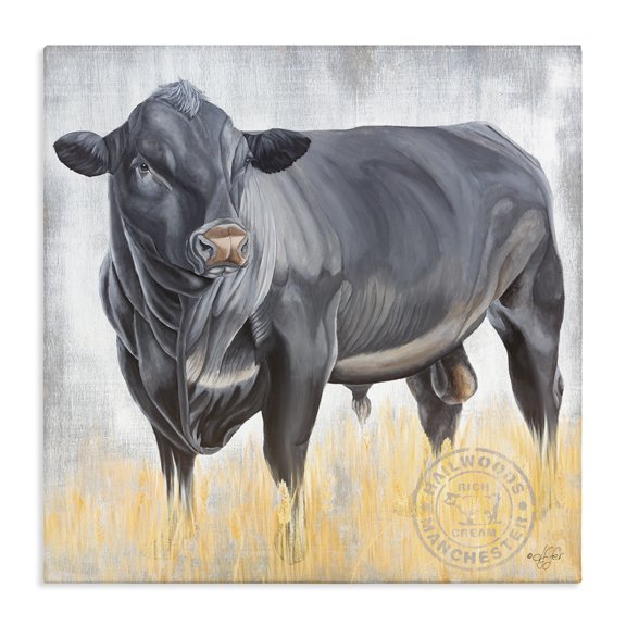 Stupell Industries Farmhouse Stoic Cattle Farm Portrait Canvas Art, 24 x 24, by Diane Fifer