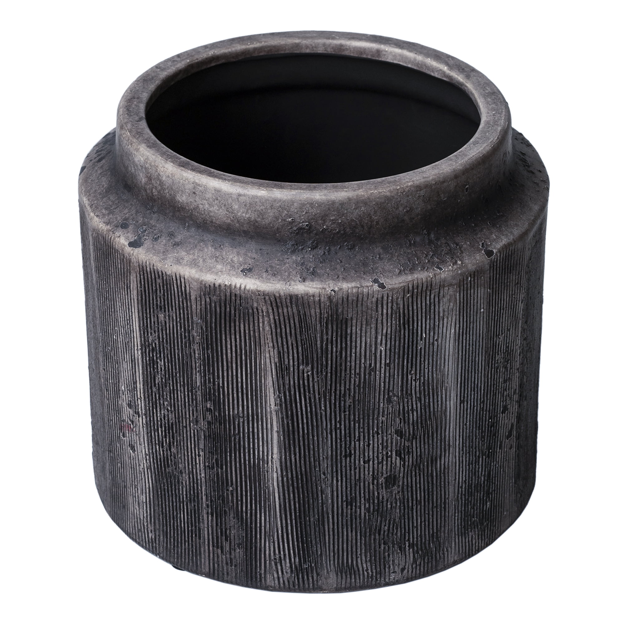 (2 pack) Better Homes & Gardens 8" x 8" x 7.2" Round Black Ceramic Alexander Plant Planter