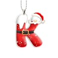 thumbnail image 2 of Santa Suit Letter Christmas Ornament, A-Z Alphabet Flat Acrylic Pendant, Personalized Initial Xmas Tree Decor, DIY Custom Name Hanging Ornament for Car Rearview Mirror, 2 of 6