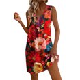 thumbnail image 2 of QUNYINEY Floral Womens Sun Dresses Summer Casual Mini Sleeveless A Line Tank Dress Beach Loose Fit with Pockets V Neck Dresses, 2 of 7