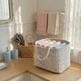 thumbnail image 5 of Floral Pattern Laundry Hamper, Lightweight Foldable Dirty Clothes Basket with Handles, Sweet Chic Storage Bin for Bedroom Bathroom and Dorm, Portable Cotton Fabric Organizer, 5 of 5