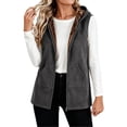 thumbnail image 2 of XUNKUSGA Womens Vest Winter Thick Warm Sherpa Fleece Lined Hooded Vest Women Cozy Warm Plush Full Zip Sleeveless Jacket Soft Cotton Mid‑Length Casual Outerwear with Pockets,Gray,Size L, 2 of 8