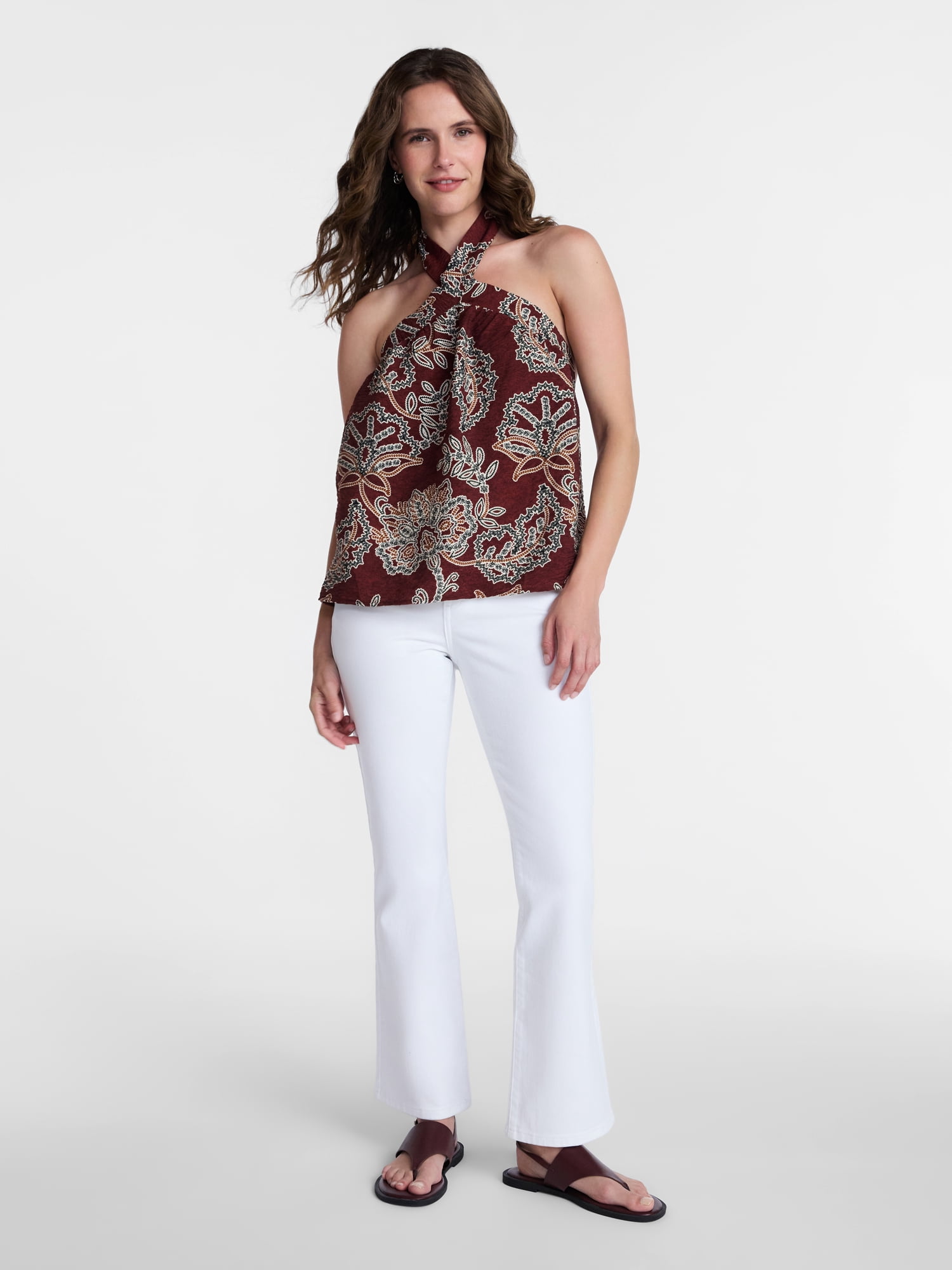 Time and Tru Women's Print Halter Top, Sizes XS-XXXL