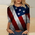 thumbnail image 2 of Lilgiuy 4th of July 3/4 Sleeve Shirt for Women Fashion Independence Day Printing Loose T-shirt Round Neck Casual Top Clearance, 2 of 5