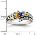 thumbnail image 4 of 14K/Silver Two-Tone Sterling Silver & 14K Two-Stone And Diamond Mother's Ring Semi-Mount (Size 8) Made In Thailand qmr36/2-8, 4 of 5