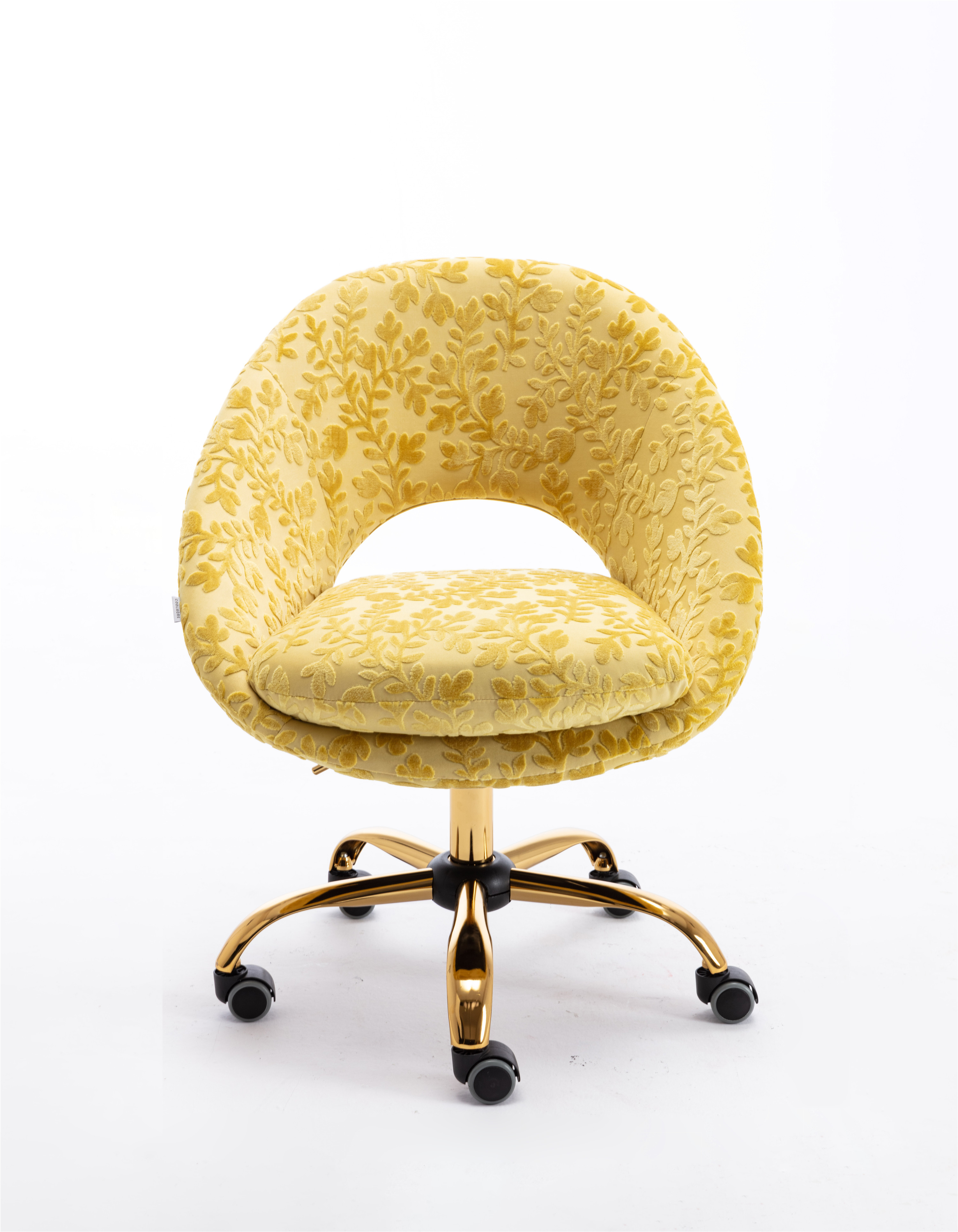 Vanity Upholstered Chair, Bedroom Chair, Swivel office Chair for Living Room/Bed Room, Modern Leisure Office 360° Swivel Height Adjustable Chair, Small Desk Chair Yellow